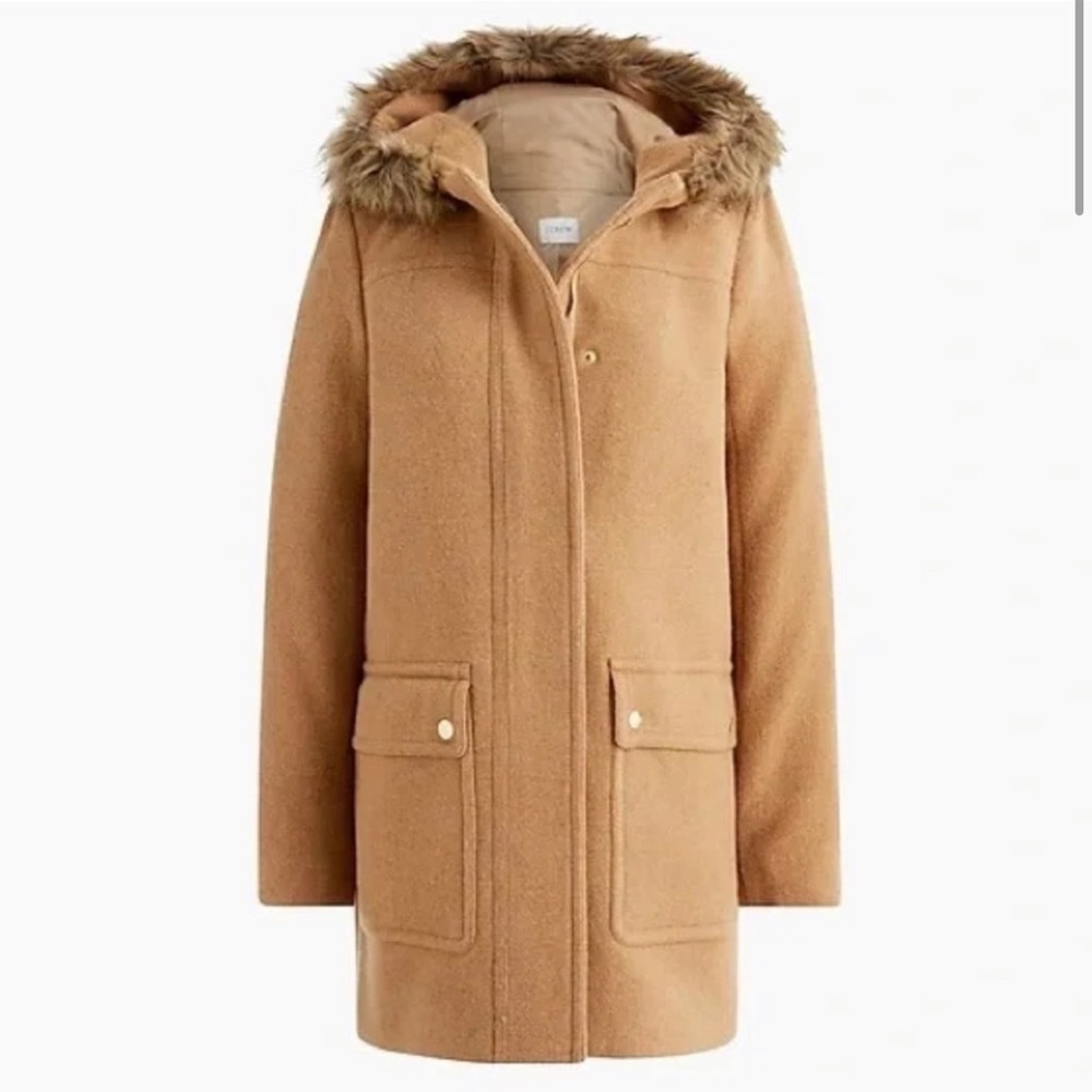 Size 8 J. Crew Tan Coat (Vail Parka)